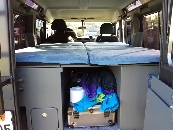 bed inside range rover defender