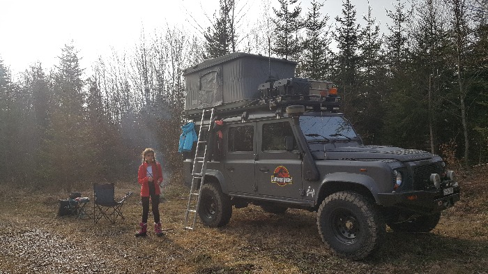 overlanding camp in woods