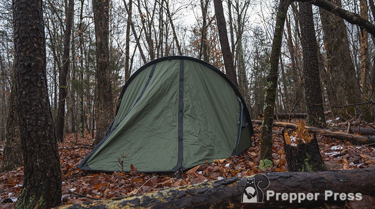 front view of tent