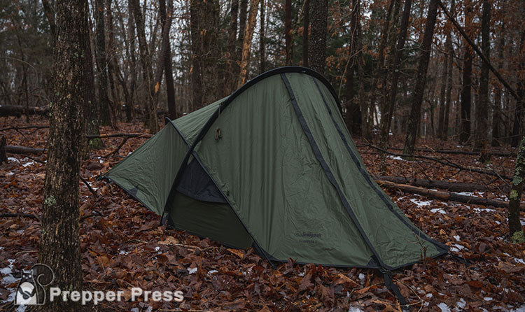 left view side of tent