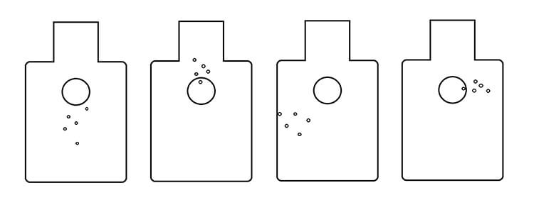 shot patterns on different targets