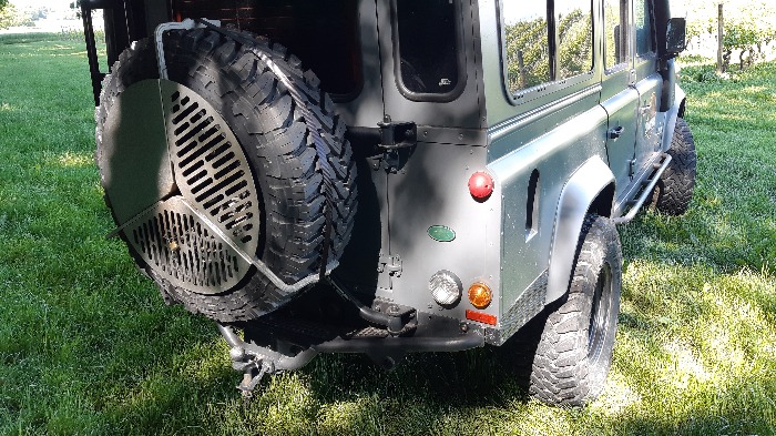 spare wheel on back of overlanding vehicle