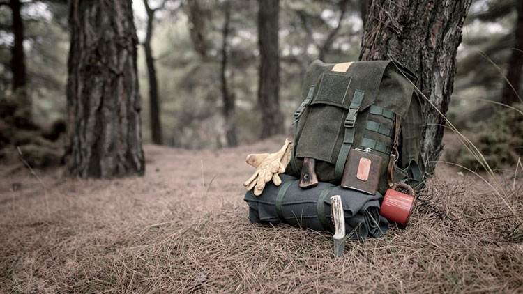 backpack in the forest