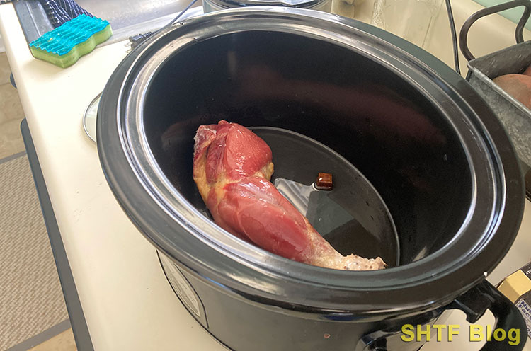 rooster leg in a crockpot