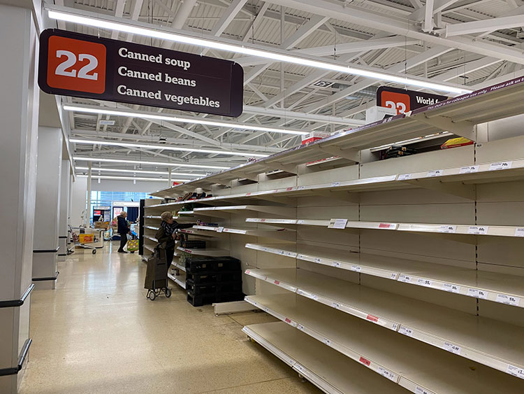 empty grocery store shelves