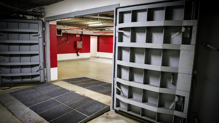 fallout shelter with heavy metal doors