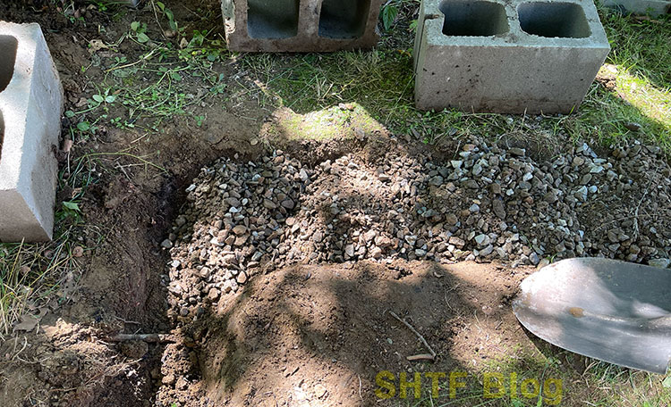 gravel in place under blocks