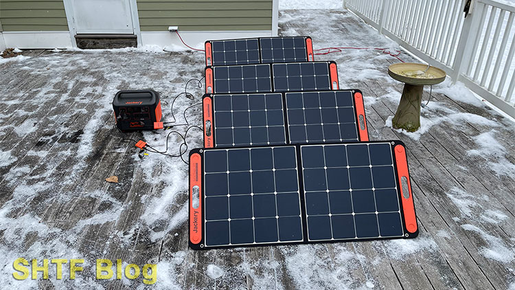 Jackery 1500 charging with solar panels