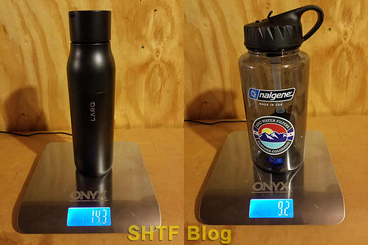 LARQ vs Epic Nalgene weight comparison