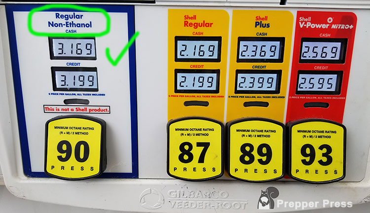 non-ethanol gas at pump