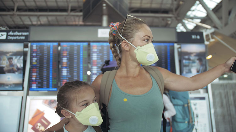 woman with mask on