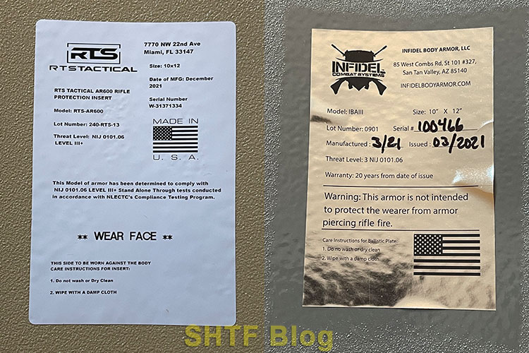 plate armor specifications comparison