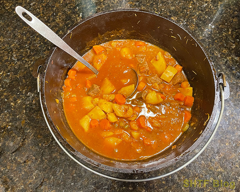 finished Dutch oven beef stew