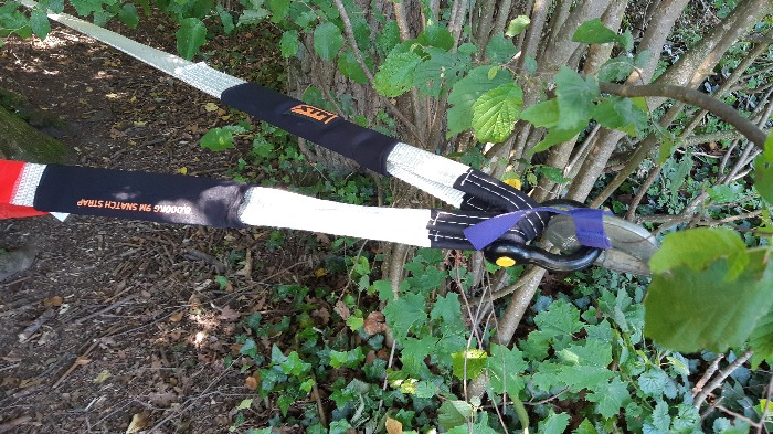 tow strap attached to shackles