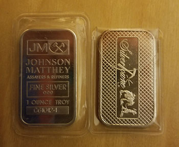 two 1oz silver bars