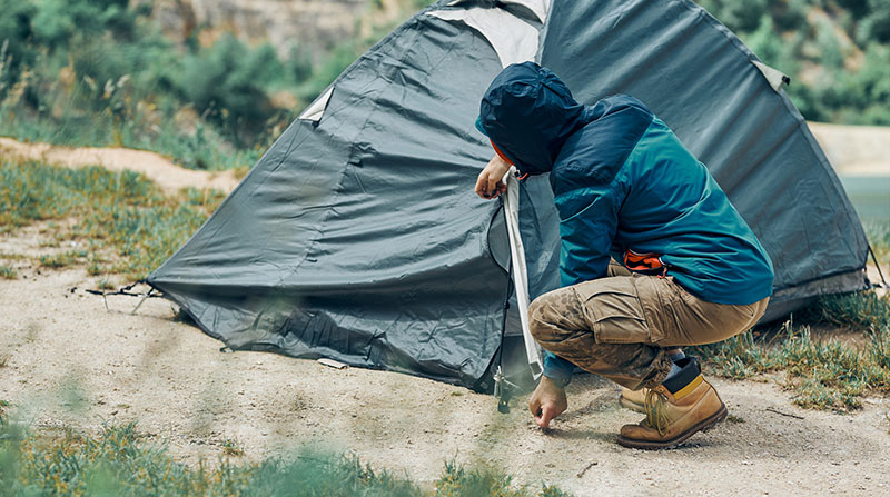 staking tent corners