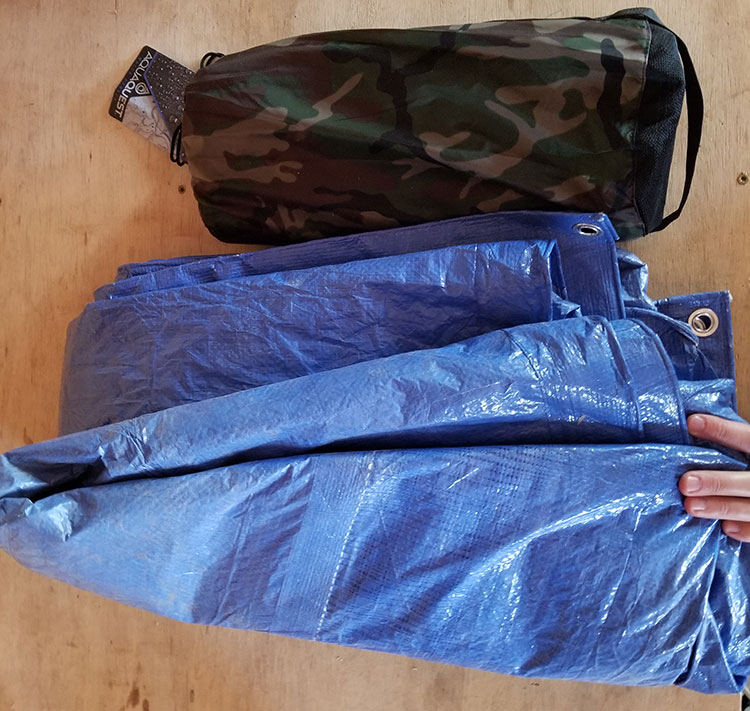 blue tarp vs survival tarp size comparison