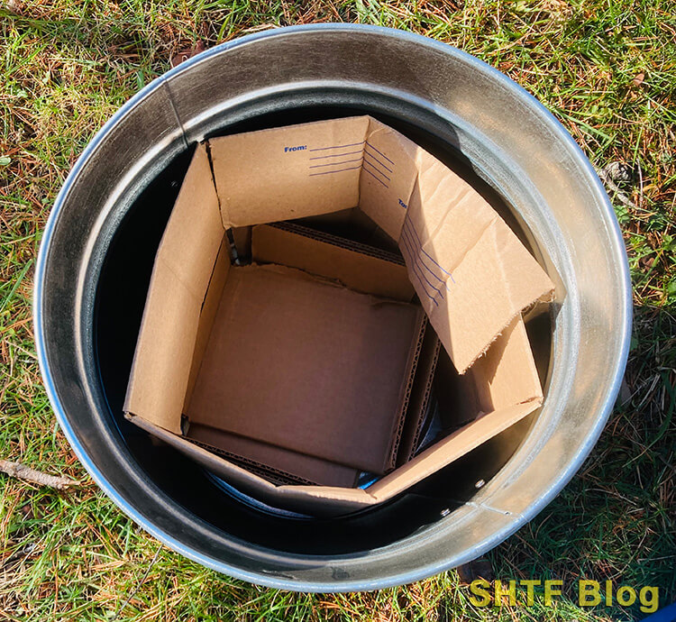 trashcan with the corrugated cardboard