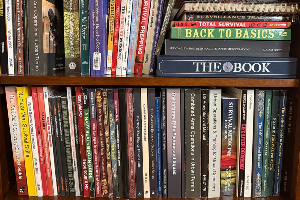 stack of prepper books